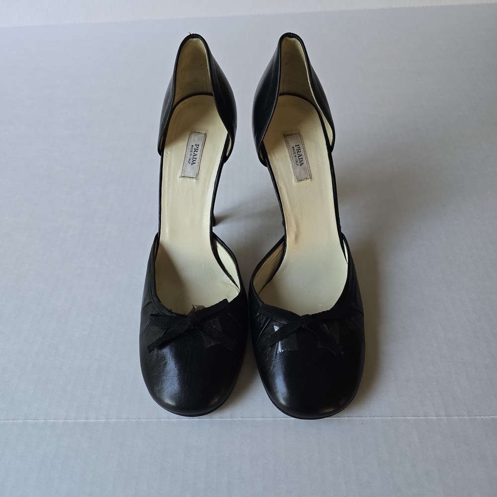 Prada Black Heels with Bow Detail